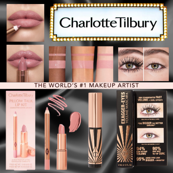 WIN - CHARLOTTE TILBURY EYE AND LIP MAKE UP - EXAGGER-EYES VOLUME MASCARA and PILLOW TALK LIP KIT WORTH £40 or £30 CASH ALTERNATIVE