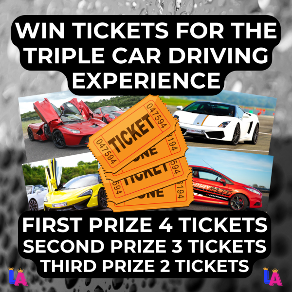 3 WINNERS WILL WIN TICKETS FOR THE TRIPLE CAR DRIVING EXPERIENCE